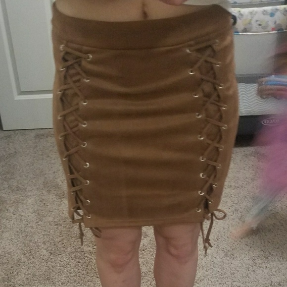 HP!!! Suede Lace Up Skirt 💕 - Picture 2 of 4